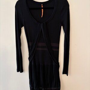 Cop.Copine black knit chiffon dress